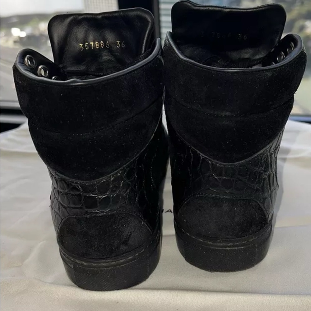 Balenciaga Leather and Suede Women’s Black High-Top Sneakers - Picture 4 of 13